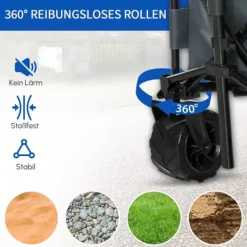Discount Outsunny Foldbar Håndvogn 360°, Havevogn med teleskophåndtag, op til 20 kg, justerbar håndtagshøjde Haveværktøj