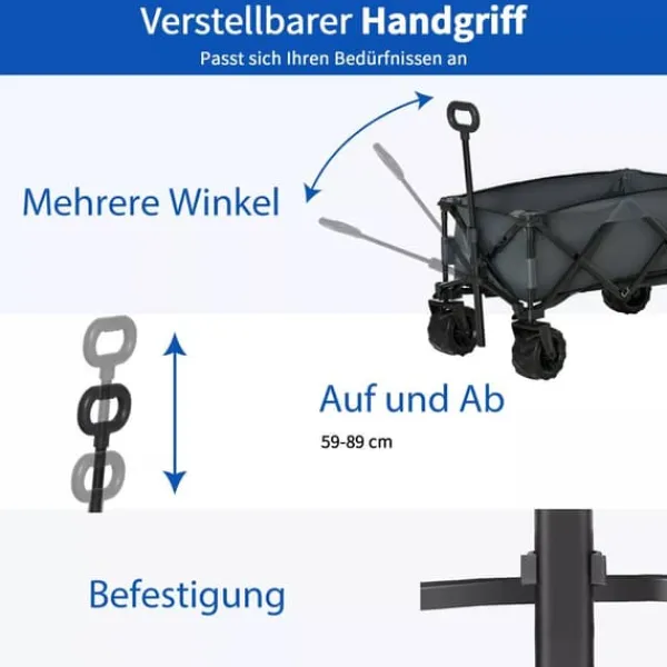 Discount Outsunny Foldbar Håndvogn 360°, Havevogn med teleskophåndtag, op til 20 kg, justerbar håndtagshøjde Haveværktøj