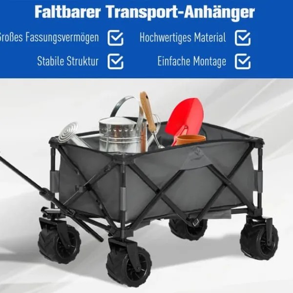 Discount Outsunny Foldbar Håndvogn 360°, Havevogn med teleskophåndtag, op til 20 kg, justerbar håndtagshøjde Haveværktøj