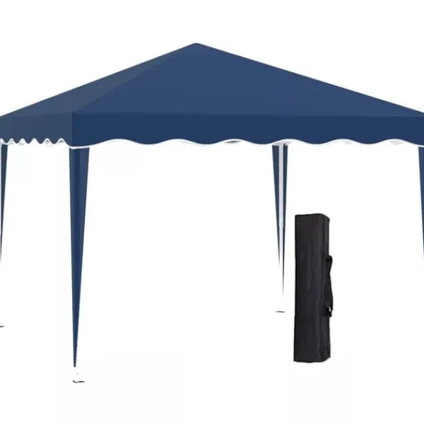 Discount Outsunny Foldbar Pavillon 3x3m, Blå, Stål/Oxford, UV-beskyttelse, Justerbar Højde, Transporttaske Telte & Lysthuse