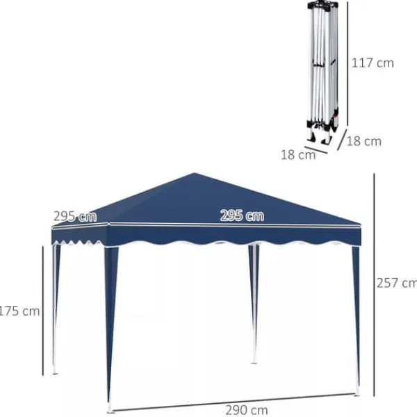 Discount Outsunny Foldbar Pavillon 3x3m, Blå, Stål/Oxford, UV-beskyttelse, Justerbar Højde, Transporttaske Telte & Lysthuse
