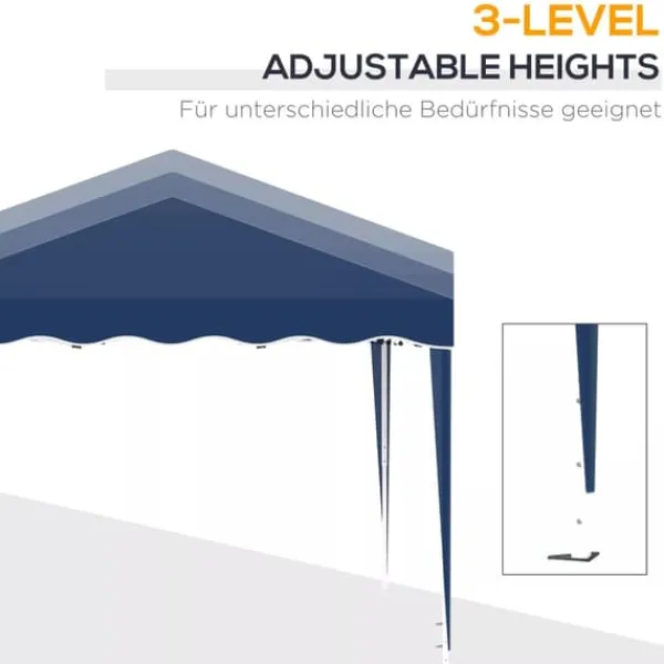 Discount Outsunny Foldbar Pavillon 3x3m, Blå, Stål/Oxford, UV-beskyttelse, Justerbar Højde, Transporttaske Telte & Lysthuse