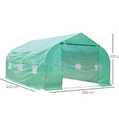 Drivhus^Outsunny Folievæksthus Drivhus Plantehus med Sadeltag 450 x 300B x 205H cm