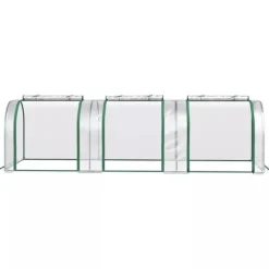 Discount Outsunny Folievæksthus, Gennemsigtig PVC, Stålramme, Tunnel Drivhus med Døør, 295 x 100 x 80 cm Drivhus