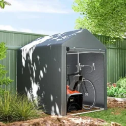 Skure, Garager & Carports^Outsunny Garage Telt, Mørkegrå, 1,2 x 1,79 x 1,65m Opbevaring Telt med UV-beskyttelse, Vandtæt Foliegarage til Motorcykel, Haveredskaber, Galvaniseret | CDON