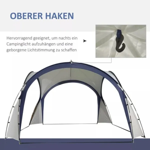 Telte & Lysthuse^Outsunny Have / Camping Telt - Vandtæt Polyester, Glasfiberramme - Cremhvid/Blå 3,5x3,5x2,3m