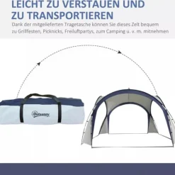 Telte & Lysthuse^Outsunny Have / Camping Telt - Vandtæt Polyester, Glasfiberramme - Cremhvid/Blå 3,5x3,5x2,3m