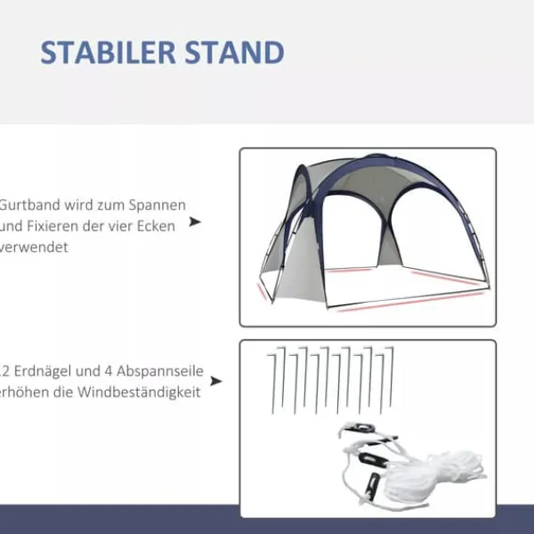 Telte & Lysthuse^Outsunny Have / Camping Telt - Vandtæt Polyester, Glasfiberramme - Cremhvid/Blå 3,5x3,5x2,3m