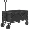 Online Outsunny Havevogn 160L 100kg Foldbar Transportvogn Sort Polyester Haveværktøj