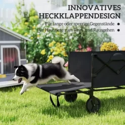 Online Outsunny Havevogn 160L 100kg Foldbar Transportvogn Sort Polyester Haveværktøj