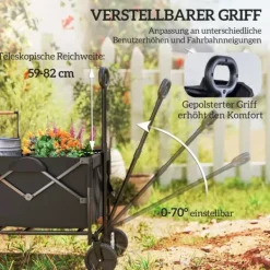 Online Outsunny Havevogn 160L 100kg Foldbar Transportvogn Sort Polyester Haveværktøj