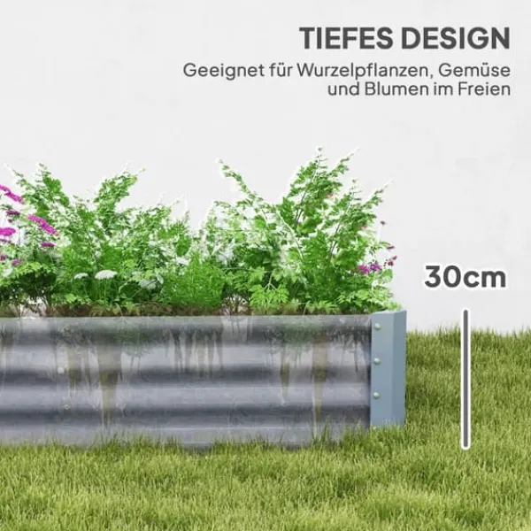Plantningsbænke^Outsunny H$jbed af st$l, vejrbestandigt plantebed 240x120x30cm