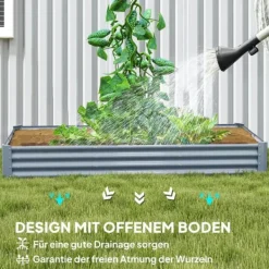 Plantningsbænke^Outsunny H$jbed af st$l, vejrbestandigt plantebed 240x120x30cm
