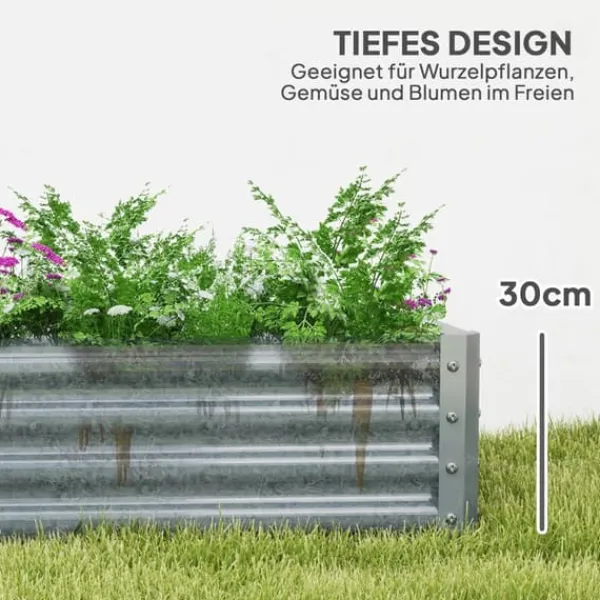 New Outsunny højbed af stål, vejrbestandigt plantebed 180x90x30 cm Plantningsbænke
