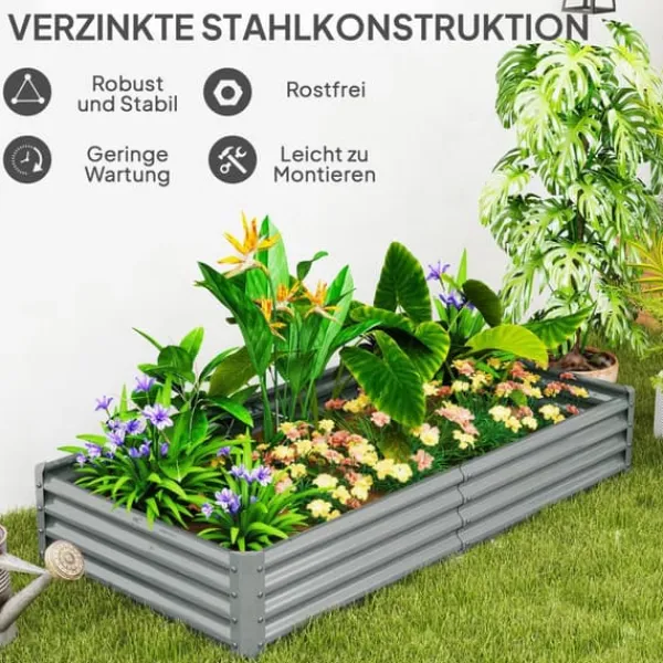 New Outsunny højbed af stål, vejrbestandigt plantebed 180x90x30 cm Plantningsbænke
