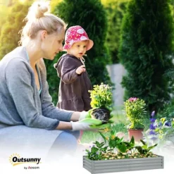 New Outsunny højbed af stål, vejrbestandigt plantebed 180x90x30 cm Plantningsbænke