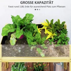 Online Outsunny Højbed i Grantræ med Akrylplader, Vejrbestandigt Havebed, Naturtræ, 110x50x80 cm Plantningsbænke