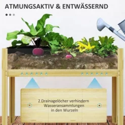 Online Outsunny Højbed i Grantræ med Akrylplader, Vejrbestandigt Havebed, Naturtræ, 110x50x80 cm Plantningsbænke