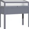 Drivhus^Outsunny Højbed med Drivhus, Grantræ og PC-Plade, Grå, 120x54x112/122cm