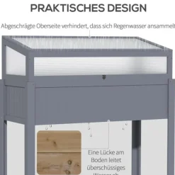 Drivhus^Outsunny Højbed med Drivhus, Grantræ og PC-Plade, Grå, 120x54x112/122cm