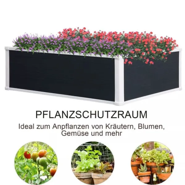 Clearance Outsunny Højbed Plantekasse i Plast - Grå, 100x80x30cm Krukker & Plantebeholdere