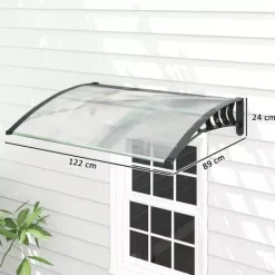 Best Outsunny Hoveddørsbaldakin Hvid Polycarbonat 122x90cm - Regn- og Solbeskyttelse med UV-filter Skure, Garager & Carports