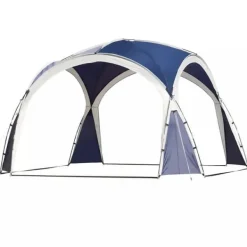 Telte & Lysthuse^Outsunny Kuppeltelt, Blå, 3,5x3,5x2,22m, Polyester, Have, Terrasse, Altankuppeltelt til 6-8 personer