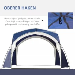 Telte & Lysthuse^Outsunny Kuppeltelt, Blå, 3,5x3,5x2,22m, Polyester, Have, Terrasse, Altankuppeltelt til 6-8 personer