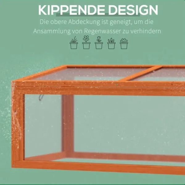 Clearance Outsunny Mini Drivhus Orange - Fyrretræ/Polycarbonat 90x46x40cm Drivhus