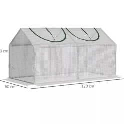 Best Outsunny Minivæksthus med UV-resistent PE-dække, stålramme, lynlåsvindue, 120x60x60 cm, Hvid Drivhus