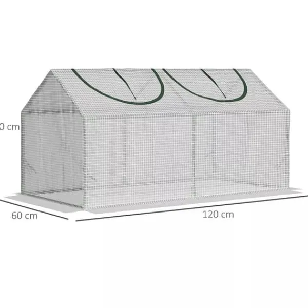 Best Outsunny Minivæksthus med UV-resistent PE-dække, stålramme, lynlåsvindue, 120x60x60 cm, Hvid Drivhus