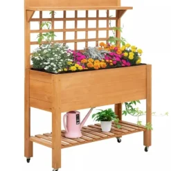 Plantningsbænke^Outsunny Plantebord i Grantrback, Brun, 105x40x135 cm