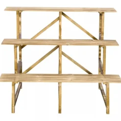 Outlet Outsunny Plantetrappe i fyrretræ, 3 trin, naturfarvet, 100 x 80 x 78cm Plantestativer