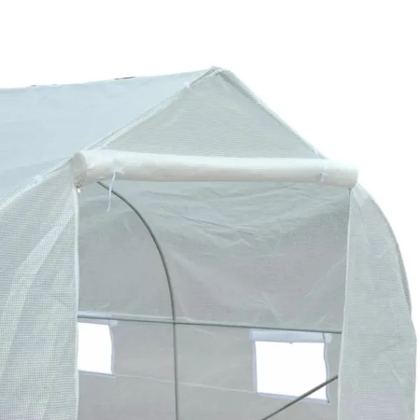 Drivhus^Outsunny Plastdrivhus 3,5x3x3m UV-beskyttelse Tomathus, Mesh-vindue, Vindtæt, til Have & Altan, Metal, Hvid
