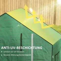 Clearance Outsunny Reservedele PE-foliecover til drivhus, Grøn, UV-beskyttelse, Oprulningsbar dør og vindue, 140x73x190 cm Drivhus
