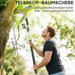 Haveværktøj^Outsunny Teleskop Astsalg 1.5-2.6m - Metal, Sølv - Justerbar grenklipper med sav til høje grene