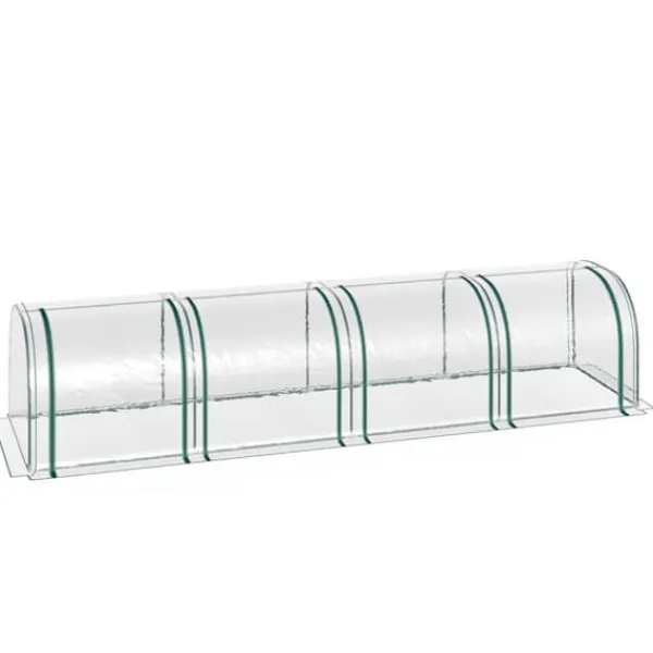 Best Outsunny Tunneldrivhus til planter - Folievægsthus med dør - PVC i klar farve - 395 x 100 x 80 cm Drivhus