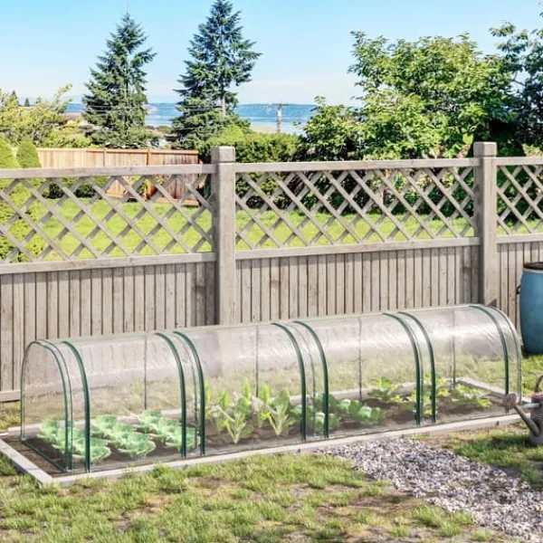Best Outsunny Tunneldrivhus til planter - Folievægsthus med dør - PVC i klar farve - 395 x 100 x 80 cm Drivhus