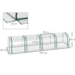Best Outsunny Tunneldrivhus til planter - Folievægsthus med dør - PVC i klar farve - 395 x 100 x 80 cm Drivhus