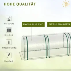 Best Outsunny Tunneldrivhus til planter - Folievægsthus med dør - PVC i klar farve - 395 x 100 x 80 cm Drivhus