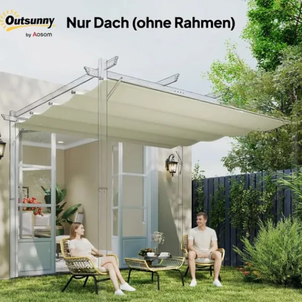 Outsunny Udskifteligt Tag til Pergola 2,85 x 2 m, Vandafvisende, UV30+, Polyester, Cremhvid Telte & Lysthuse