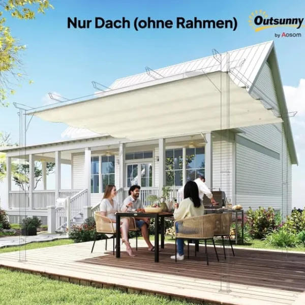 Outsunny Udskifteligt Tag til Pergola 2,85 x 2 m, Vandafvisende, UV30+, Polyester, Cremhvid Telte & Lysthuse