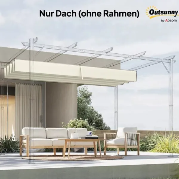 Outsunny Udskifteligt Tag til Pergola 2,85 x 2 m, Vandafvisende, UV30+, Polyester, Cremhvid Telte & Lysthuse