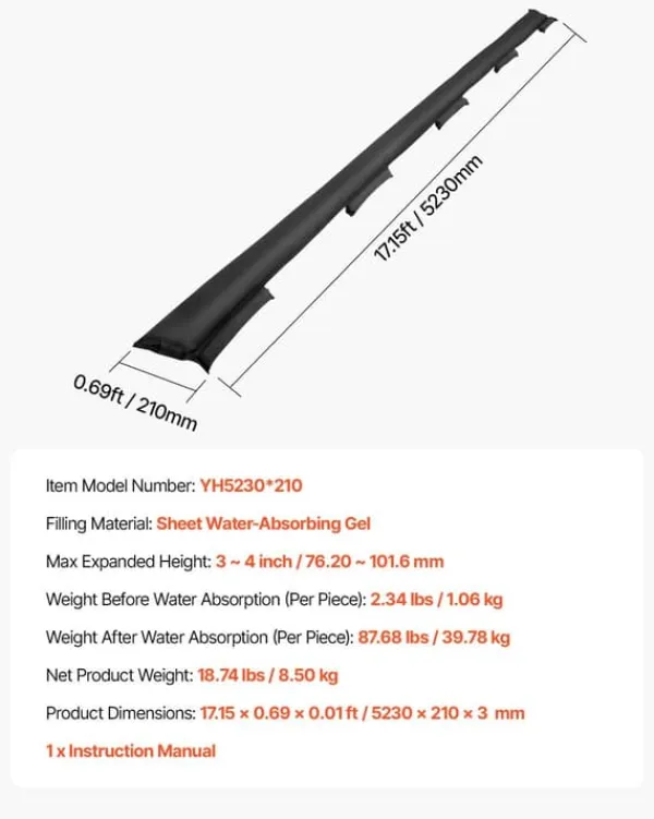 Discount Oversvømmelsesspærre - Oversvømmelsesposer/sandfri sandsække - Sæt af 8 stk - Vandaktiveret - Mål 480 x 435 mm - Genanvendelig - Til døre og kældre Beredskabsplaner
