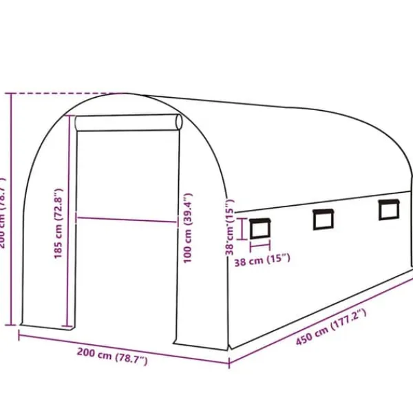 Sale Overtræk til drivhus - Beskyt dine planter | Størrelse: 200x450x200 cm | Farve: Grøn Drivhus