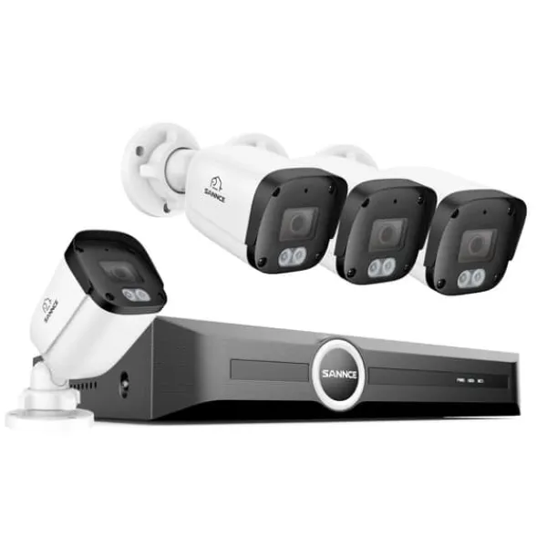 Sikkerhedsmonitorer & Videokameraer^Overvågningskamera, 5 MP opløsning, nattevisionskapacitet,8CH 4Stk Kamera, 1T
