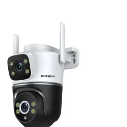 Sikkerhedsmonitorer & Videokameraer^Overvågningskamera, 8MP opløsning, dual linse design,EU Stik, 1Pcs Wifi Ingen Kort