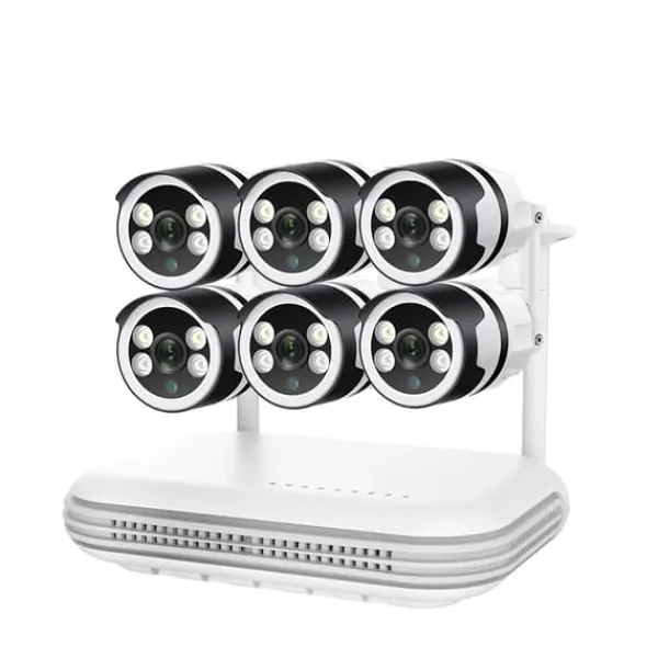 Discount Overvågningskamera System, 5MP Opløsning, To-vejs Lyd,8CH og 6stk 3MP Kamera, EU Stik, Ingen Sikkerhedsmonitorer & Videokameraer