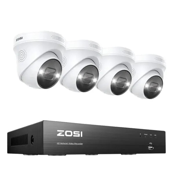 Sikkerhedsmonitorer & Videokameraer^Overvågningskamera System, 5MP Opløsning, Farve Natvision,2T-a, 4PCS 5MP kameraer