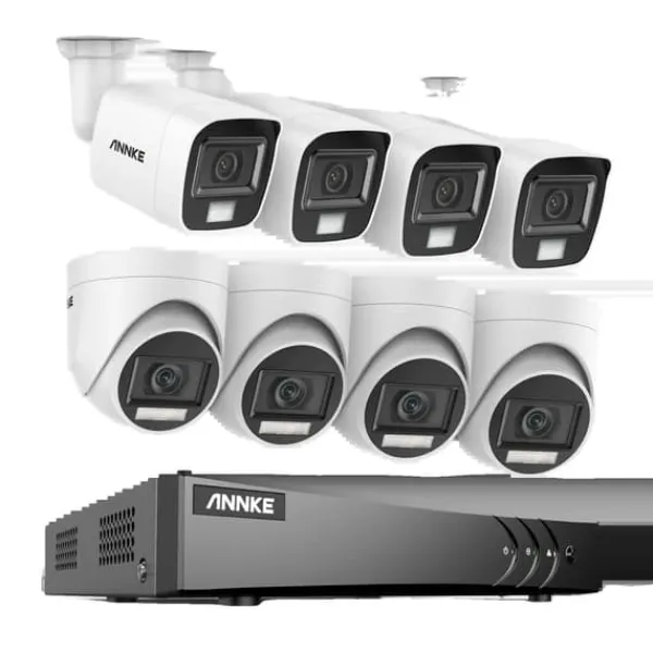 Sale Overvågningskamera System, 5MP Opløsning, Vejrbestandigt Design,8CH DVR 8Pcs Kits, Ingen Sikkerhedsmonitorer & Videokameraer
